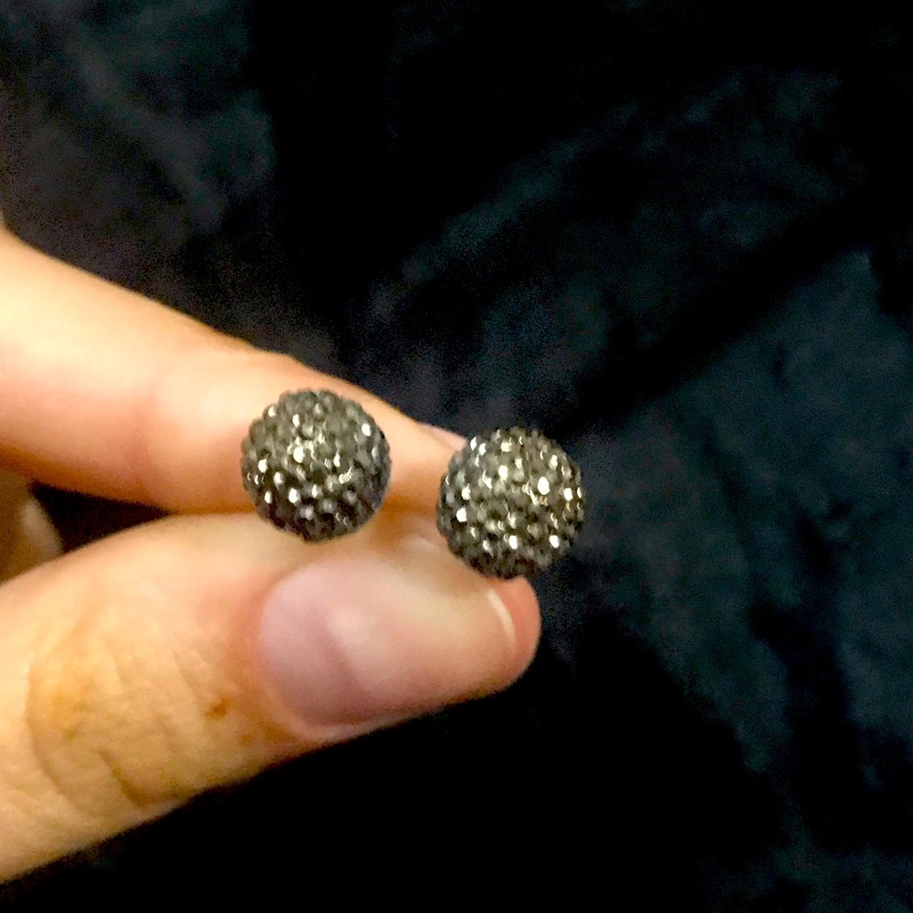 BLACK DISCO BALL SPARKLY EARRINGS